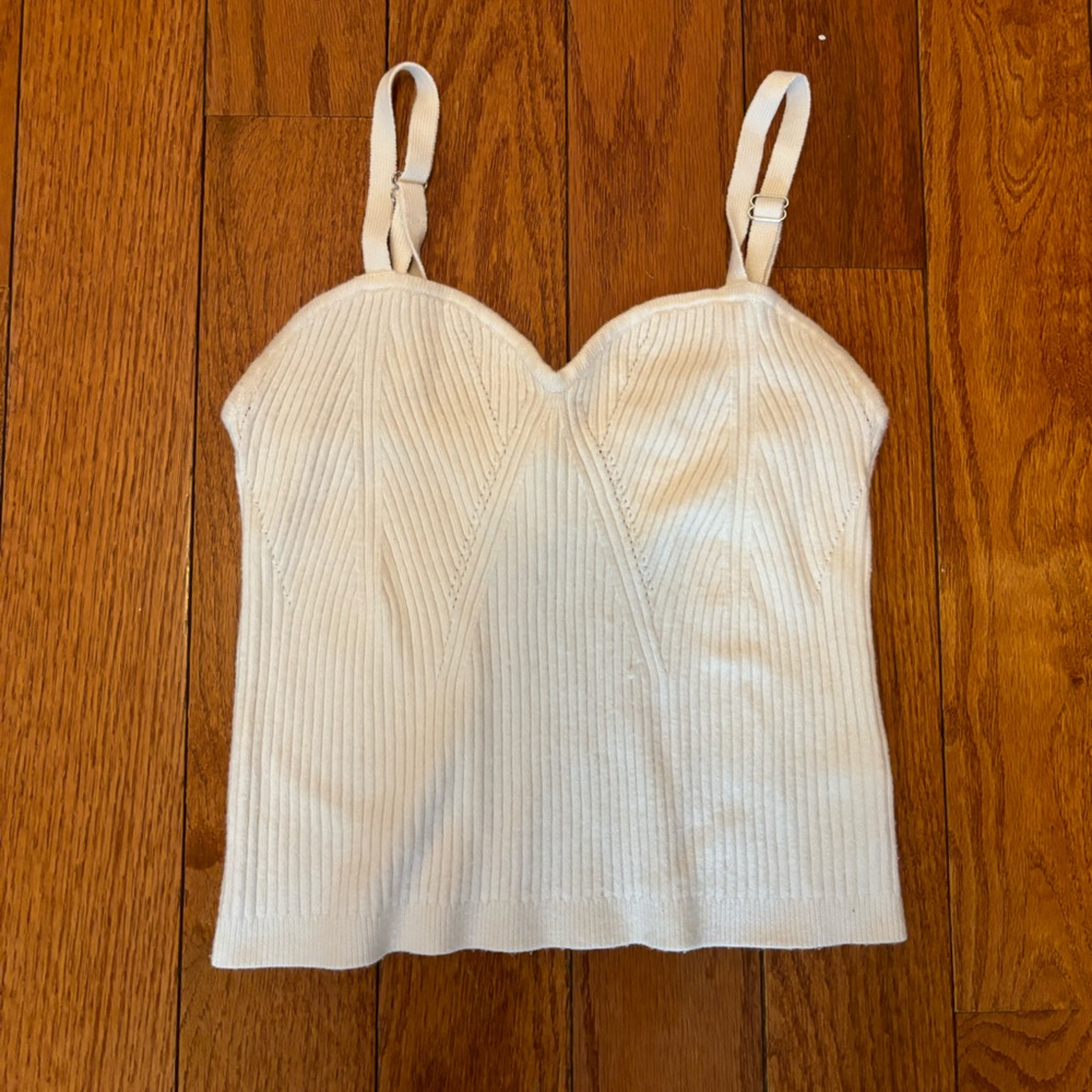 White Sweater Cami with Sweet heart Neckline